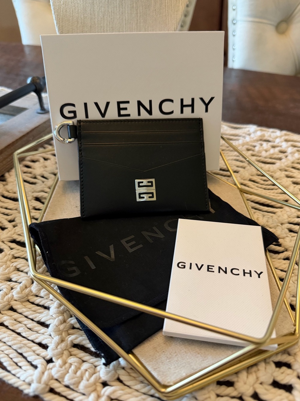 Givenchy 4G Leather Card Case - Black/Silver - New With Tags And Box
